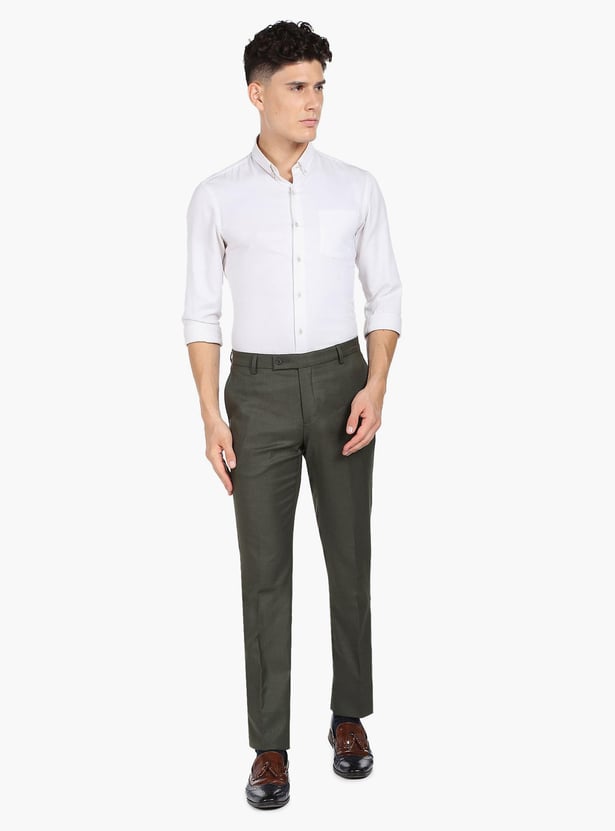 ARROW Men Solid Hudson Regular Fit Formal Trousers