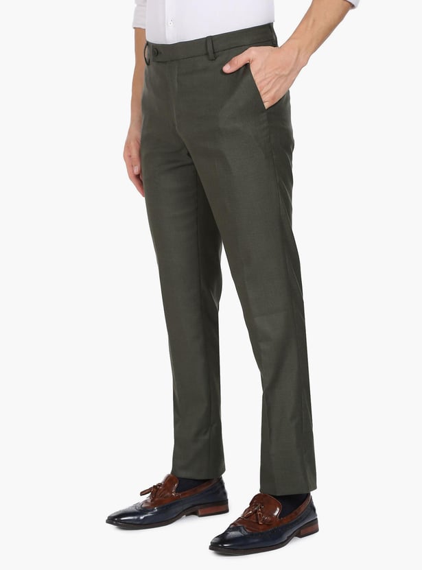 ARROW Men Solid Hudson Regular Fit Formal Trousers