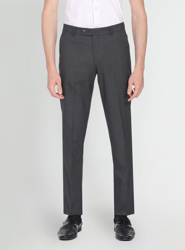ARROW Men Solid Hudson Formal Trousers (Regular Fit)