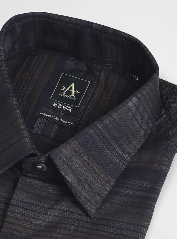 ARROW NEW YORK Men Striped Manhattan Formal Shirt (Slim)