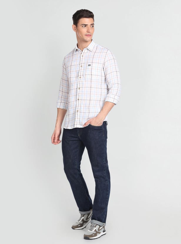ARROW SPORT Men Checked Slim Fit Linen Shirt