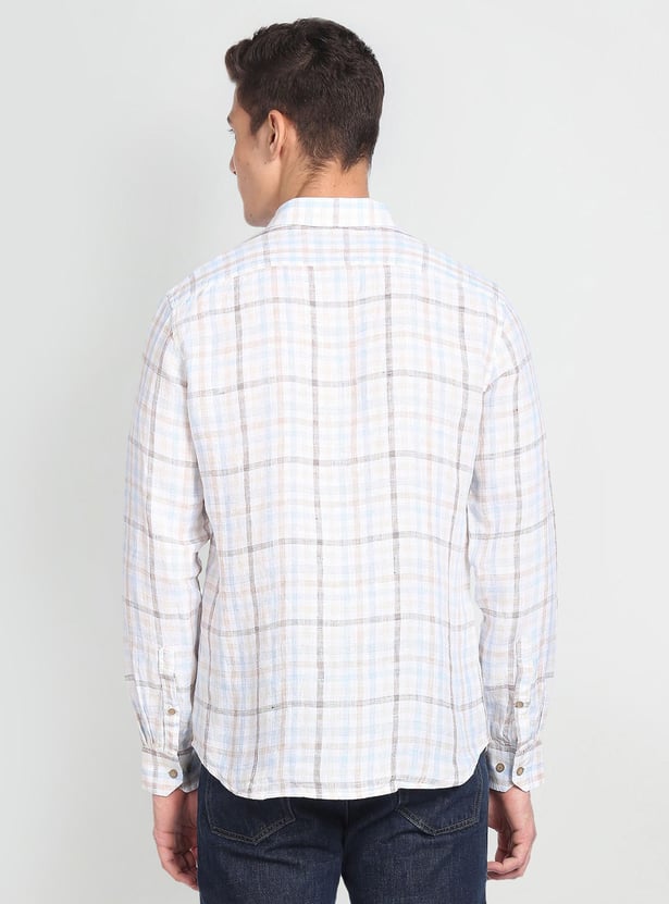 ARROW SPORT Men Checked Slim Fit Linen Shirt
