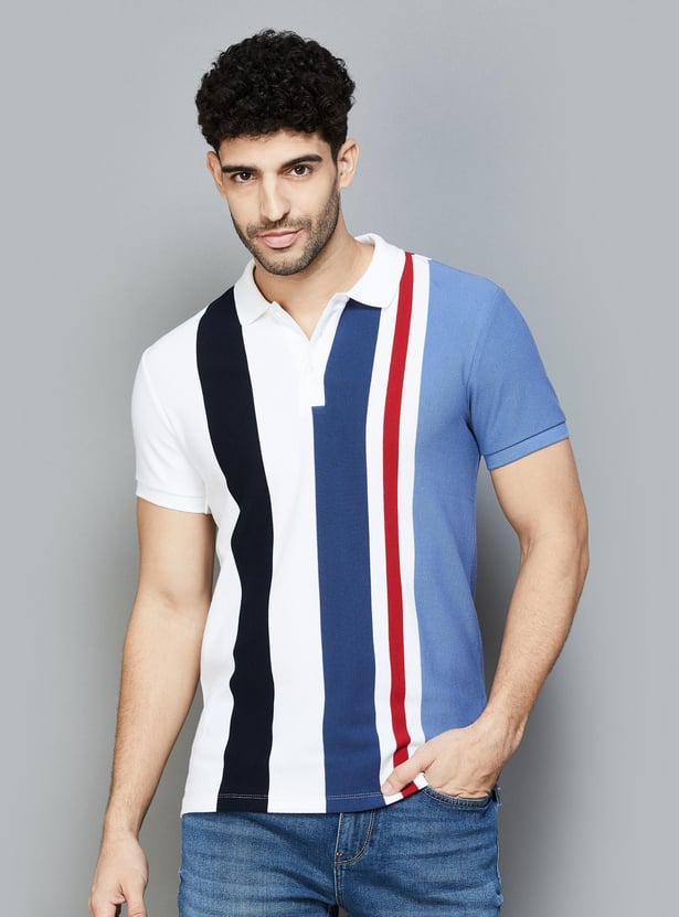 Buy UNITED COLORS OF BENETTON Men Striped Regular Fit Polo T-shirt from ...