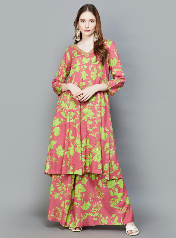 Buy Global Desi Women Printed A Line Kurta Set From Global Desi At Just