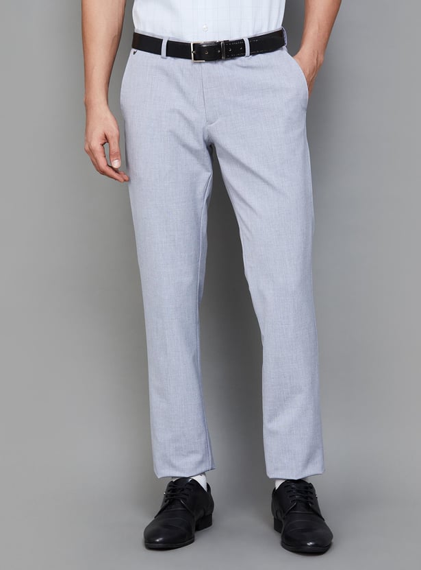 BLACKBERRYS Men Solid Slim Straight Formal Trousers