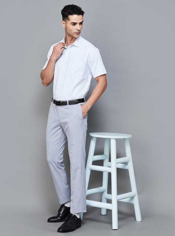 BLACKBERRYS Men Solid Slim Straight Formal Trousers