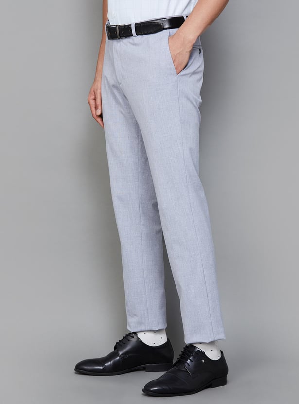 BLACKBERRYS Men Solid Slim Straight Formal Trousers