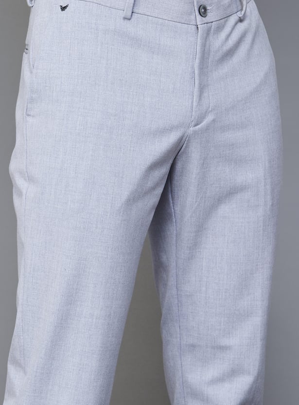 BLACKBERRYS Men Solid Slim Straight Formal Trousers