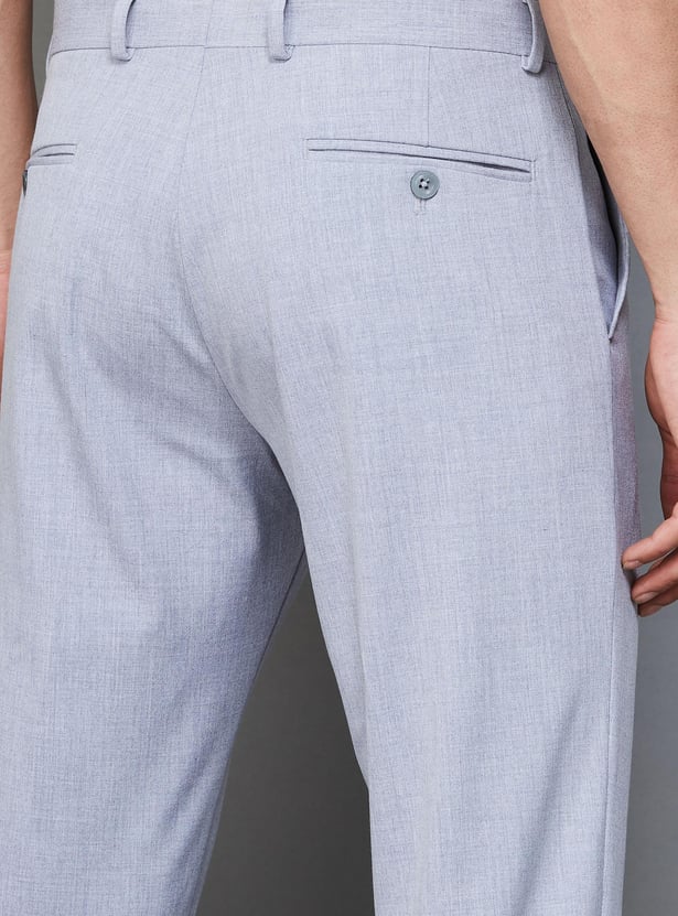 BLACKBERRYS Men Solid Slim Straight Formal Trousers