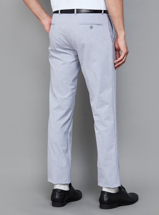 BLACKBERRYS Men Solid Slim Straight Formal Trousers