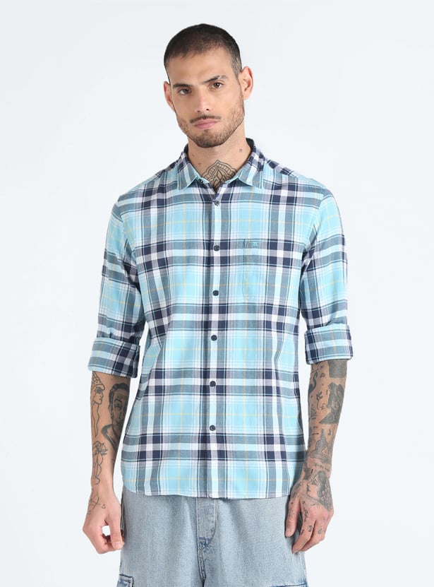 FLYING MACHINE Men Tartan Check Slim Fit Casual Shirt