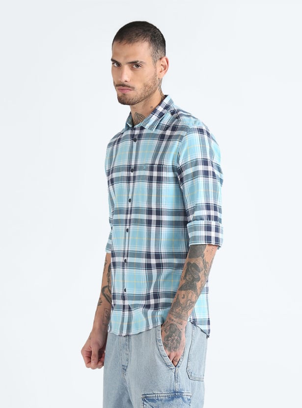 FLYING MACHINE Men Tartan Check Slim Fit Casual Shirt