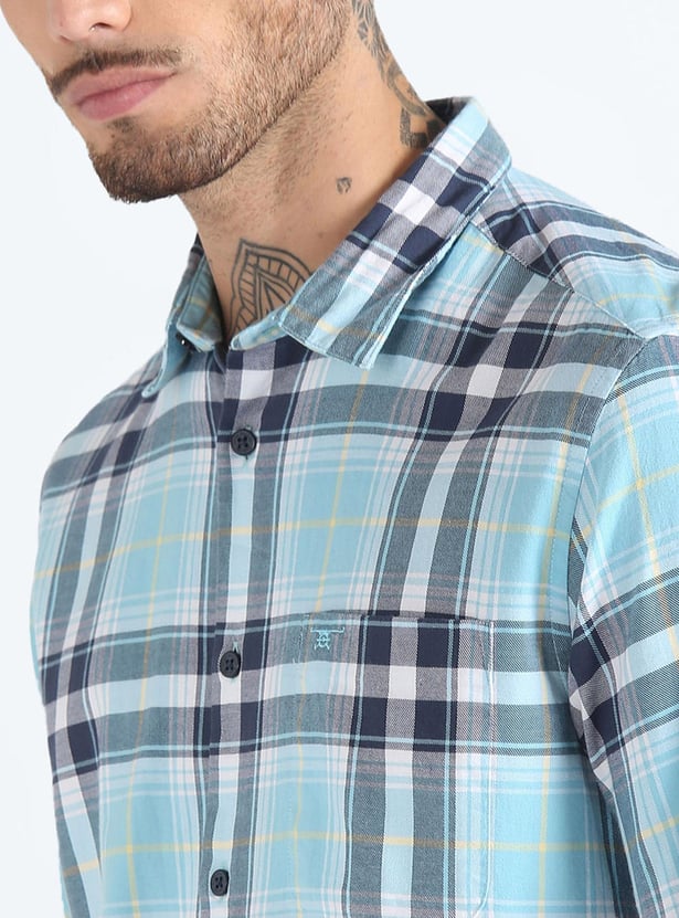 FLYING MACHINE Men Tartan Check Slim Fit Casual Shirt