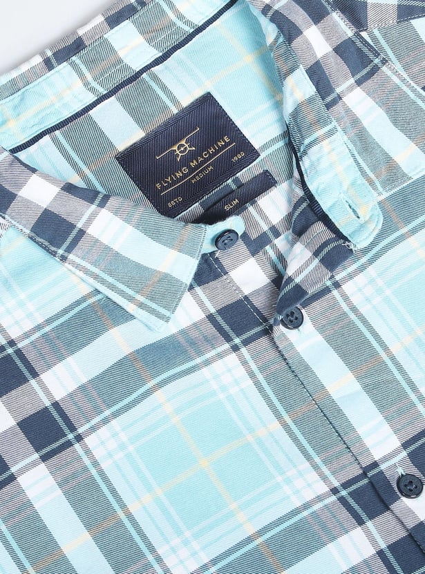 FLYING MACHINE Men Tartan Check Slim Fit Casual Shirt