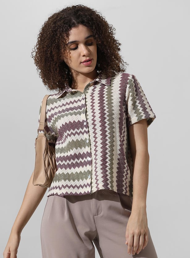 ONLY Women Textured Crop Shirt
