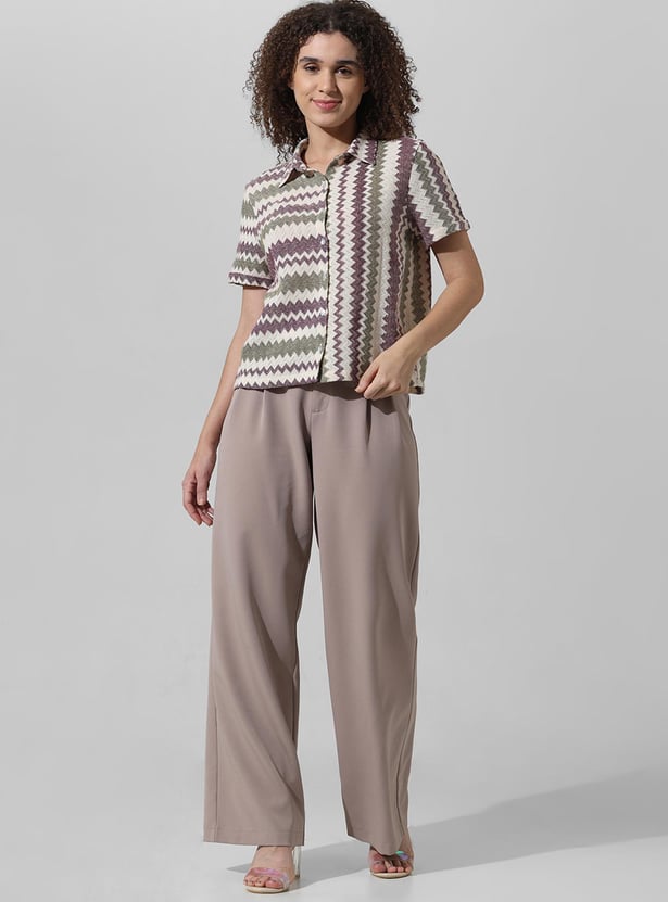 ONLY Women Textured Crop Shirt