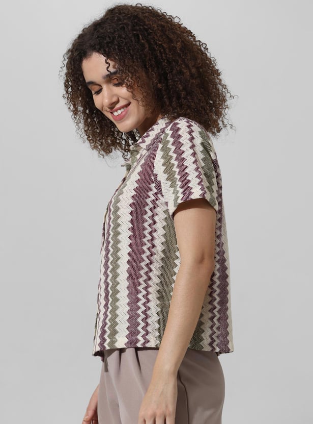 ONLY Women Textured Crop Shirt