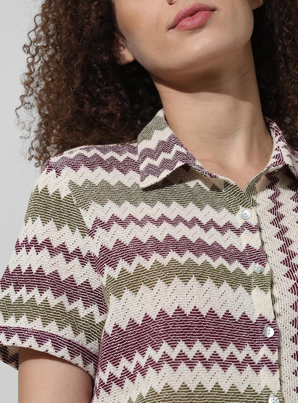 ONLY Women Textured Crop Shirt
