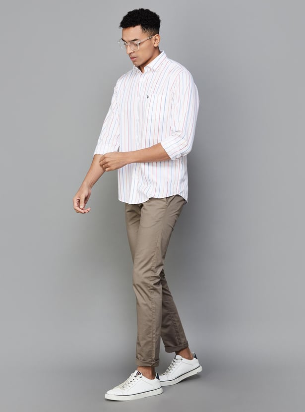 ALLEN SOLLY Men Striped Slim Fit Shirt