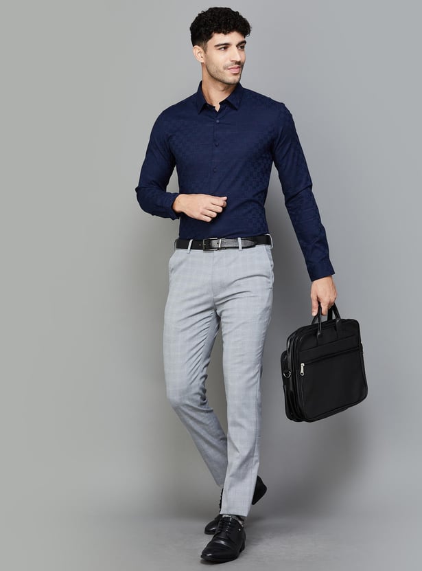 ARROW Men Checked Super Slim Formal Trousers