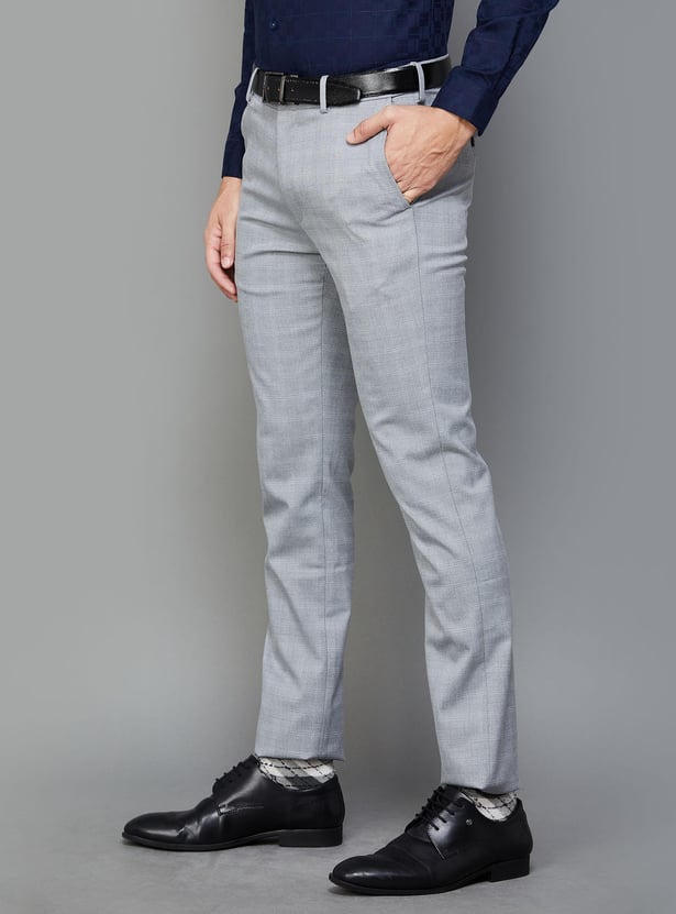 ARROW Men Checked Super Slim Formal Trousers