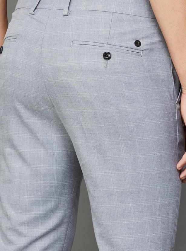 ARROW Men Checked Super Slim Formal Trousers