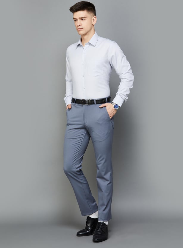 PARK AVENUE Men Solid Slim Straight Formal Trousers
