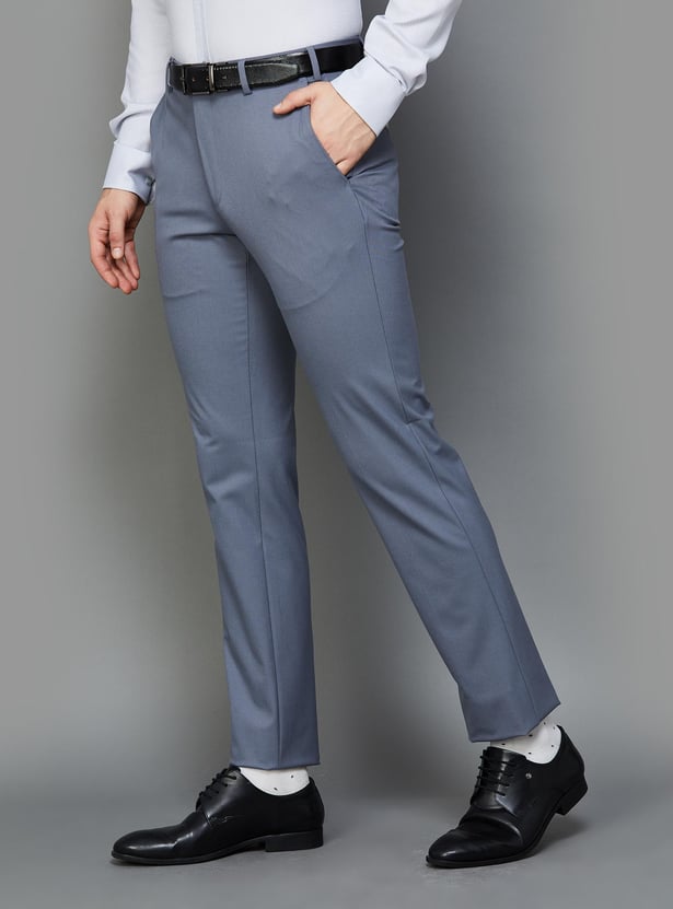 PARK AVENUE Men Solid Slim Straight Formal Trousers