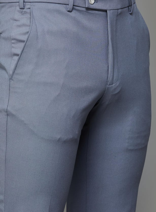 PARK AVENUE Men Solid Slim Straight Formal Trousers
