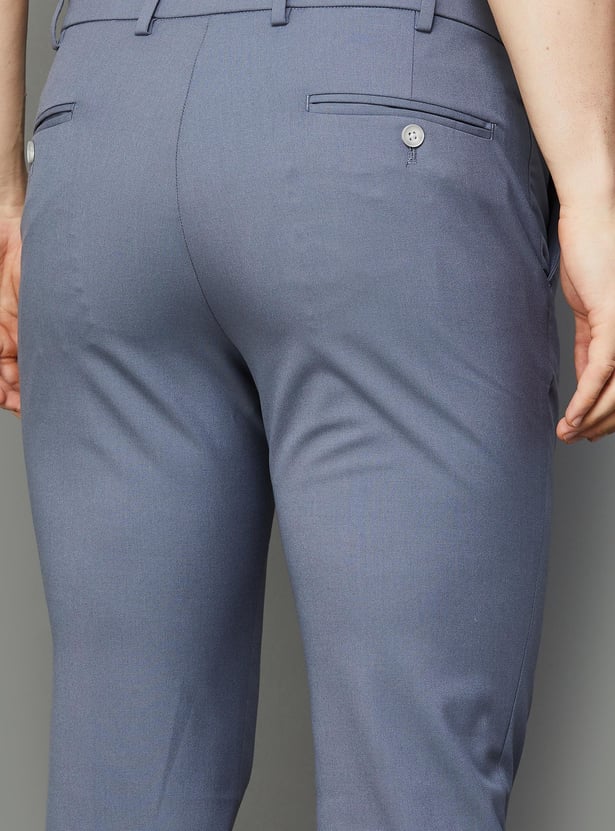 PARK AVENUE Men Solid Slim Straight Formal Trousers