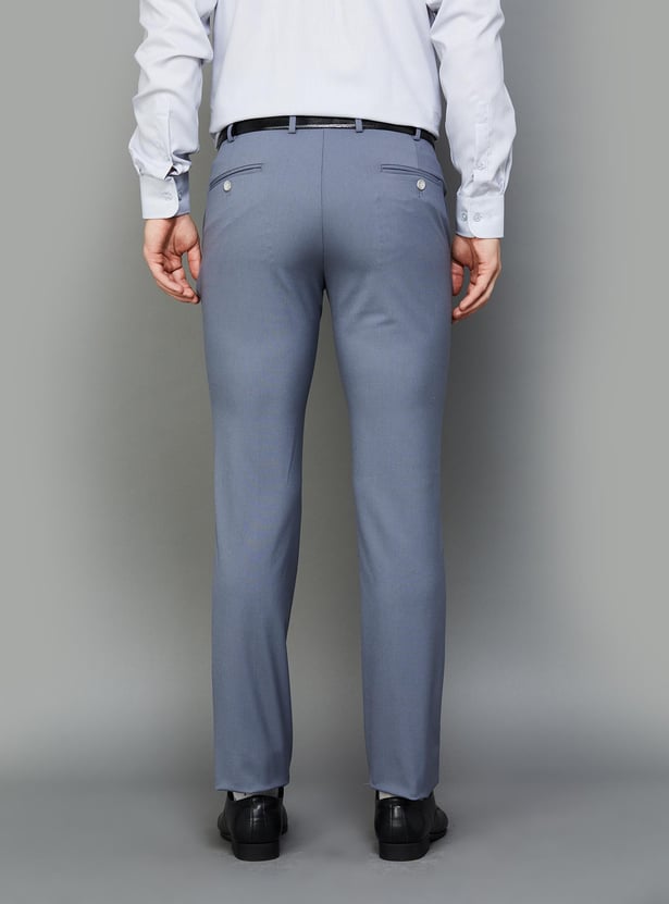 PARK AVENUE Men Solid Slim Straight Formal Trousers