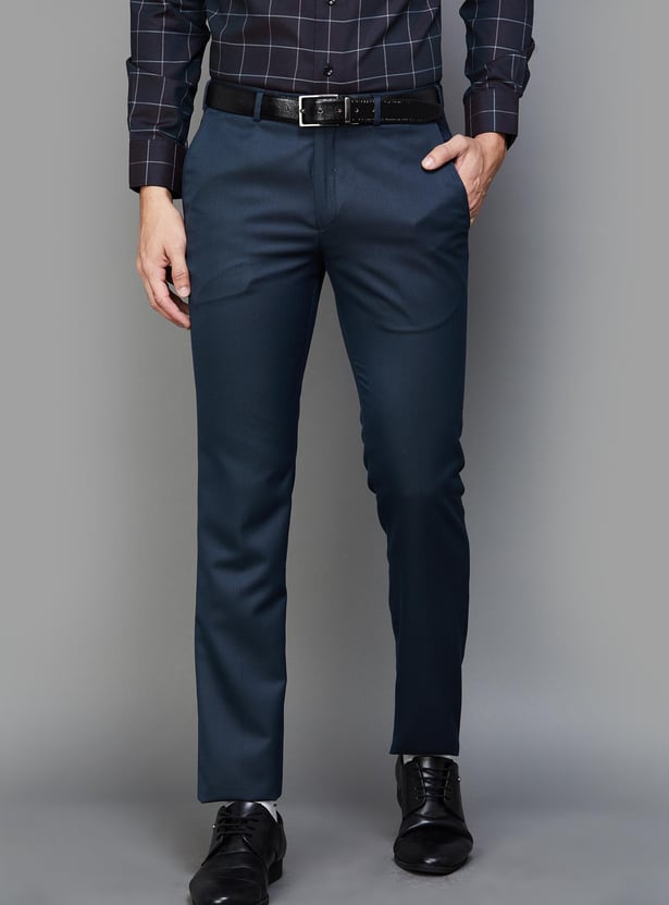 Buy PARK AVENUE Men Solid Slim Straight Formal Trousers from Park ...