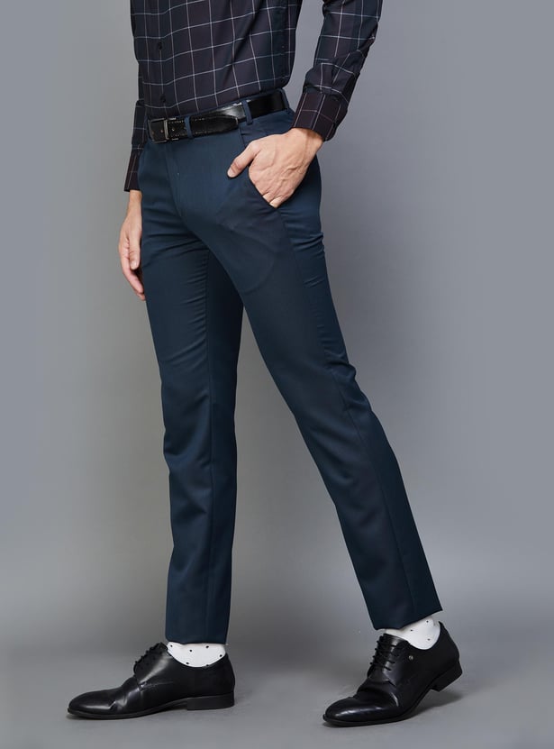 Buy PARK AVENUE Men Solid Slim Straight Formal Trousers from Park ...