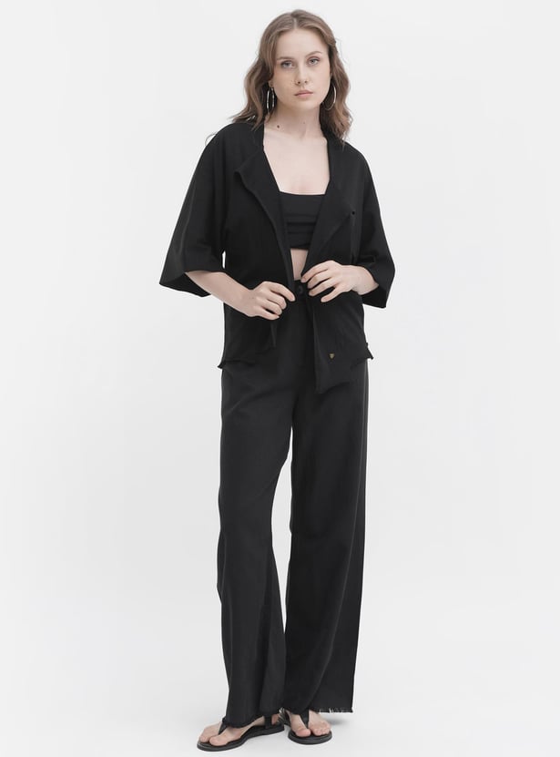 RAREISM Women Solid Open Front Shrug