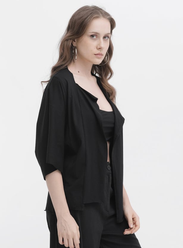 RAREISM Women Solid Open Front Shrug