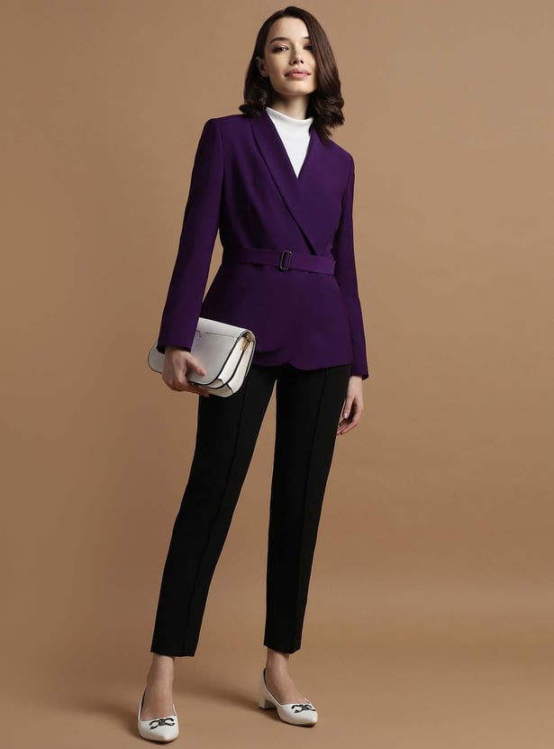 Buy Allen Solly Women Solid Belted Blazer From Allen Solly At Just Inr 5999 0