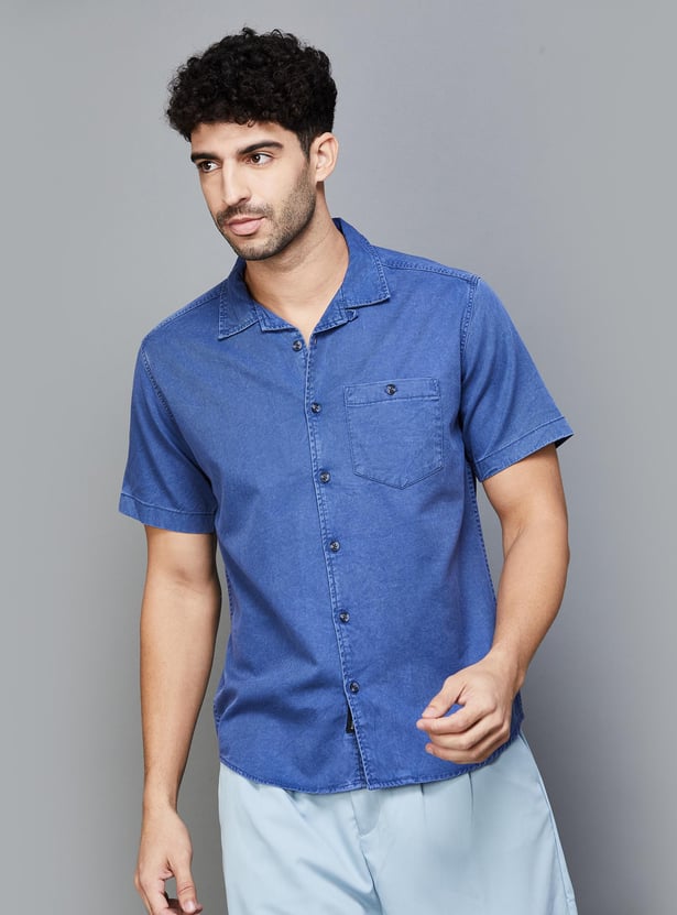 VOI JEANS Men Solid Regular Fit Denim Shirt