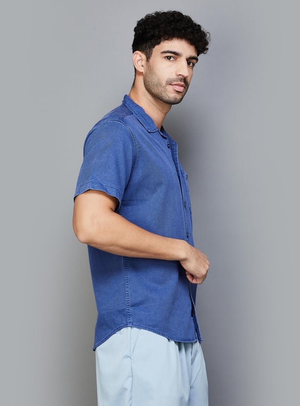 VOI JEANS Men Solid Regular Fit Denim Shirt