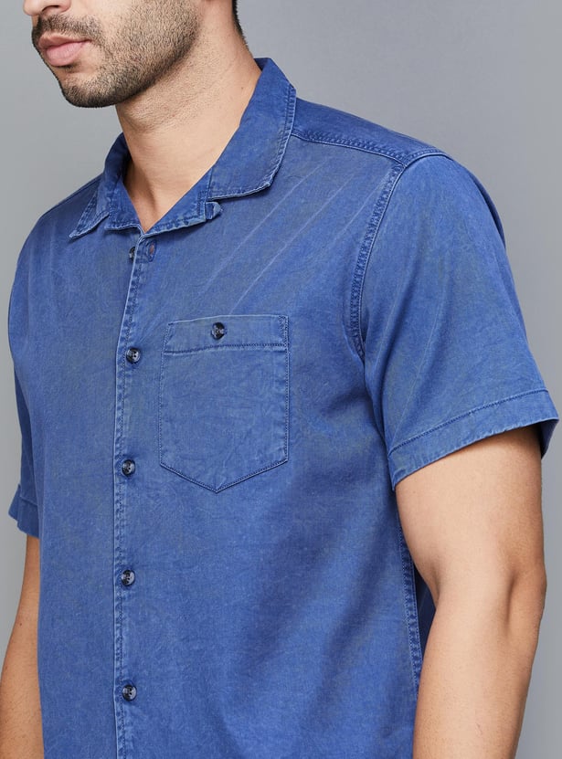 VOI JEANS Men Solid Regular Fit Denim Shirt