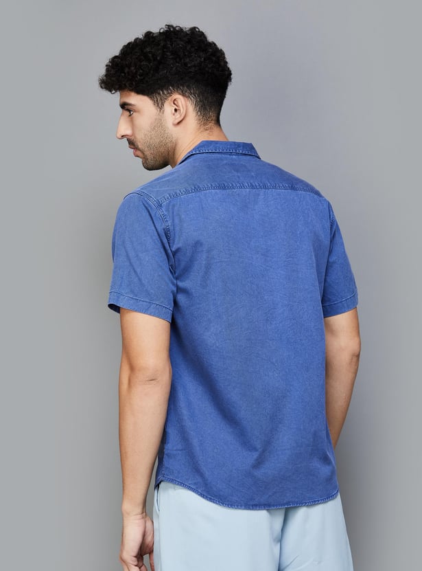 VOI JEANS Men Solid Regular Fit Denim Shirt
