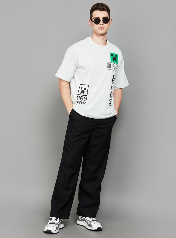 Buy FREE AUTHORITY Men Minecraft Printeded Oversized Fit T-shirt