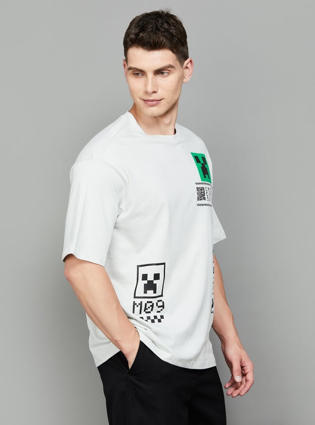 FREE AUTHORITY Men Minecraft Printeded Oversized Fit T-shirt