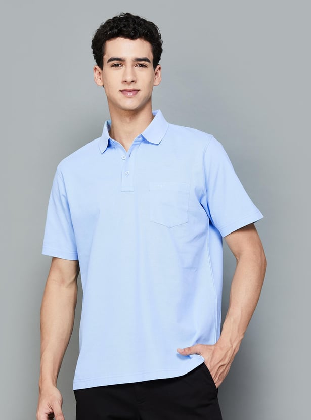 COLORPLUS Men Solid Polo T-shirt