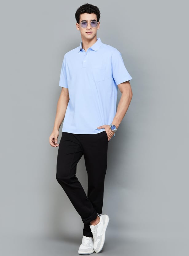 COLORPLUS Men Solid Polo T-shirt