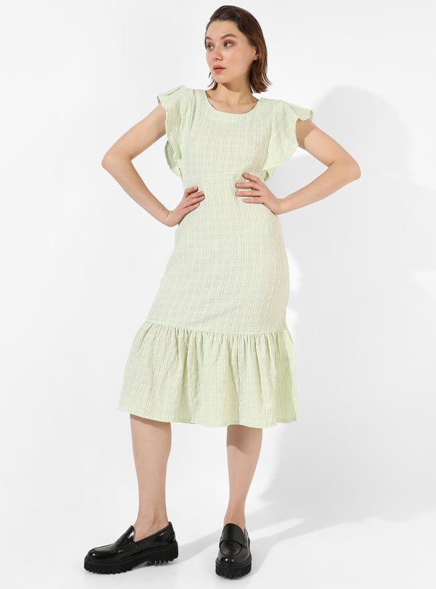 CAMPUS SUTRA Women Textured Flutter Sleeves Dress