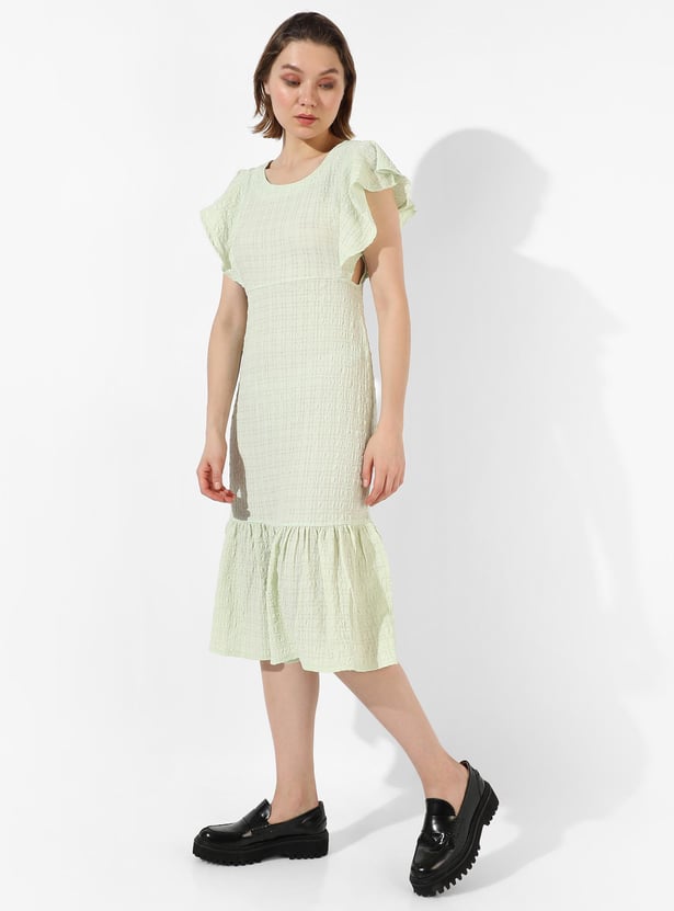 CAMPUS SUTRA Women Textured Flutter Sleeves Dress