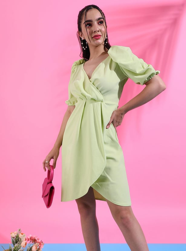 CAMPUS SUTRA Women Solid Cinched Waist Dress