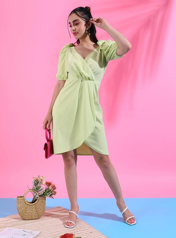 CAMPUS SUTRA Women Solid Cinched Waist Dress