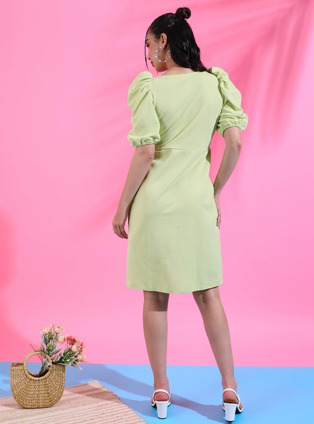 CAMPUS SUTRA Women Solid Cinched Waist Dress