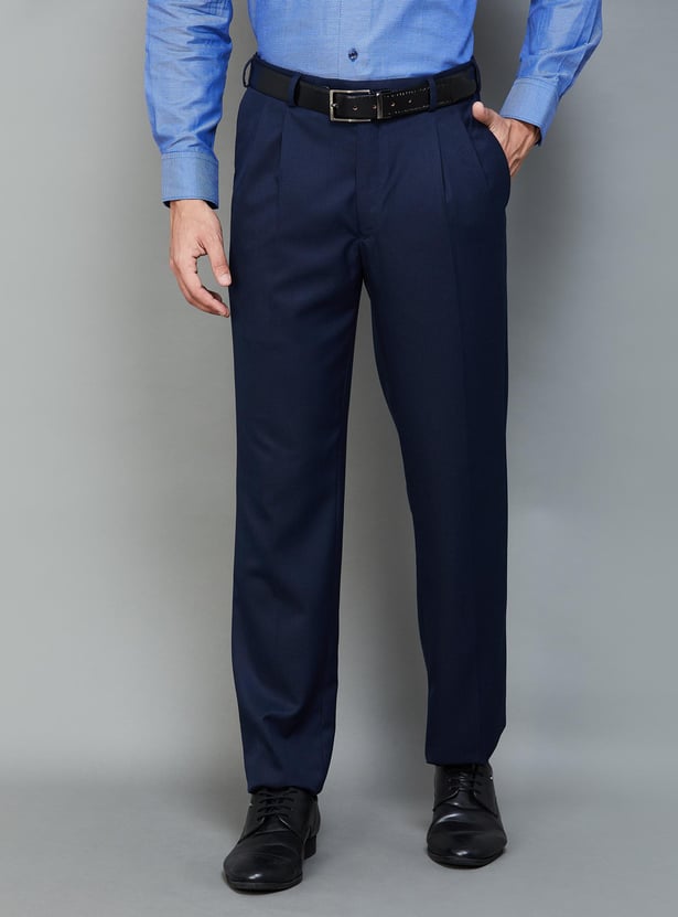 Buy PARK AVENUE Men Solid Regular Fit Formal Trousers from Park Avenue ...